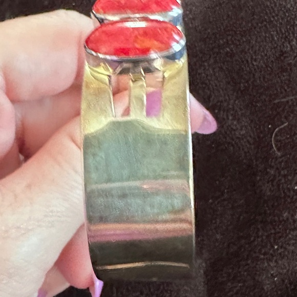 Vintage Jay King Red Coral  & sterling silver cuff bracelet - Picture 14 of 14